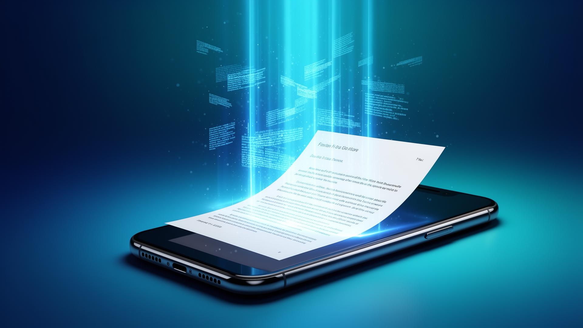 Smartphone scanning a document with AI extracting text